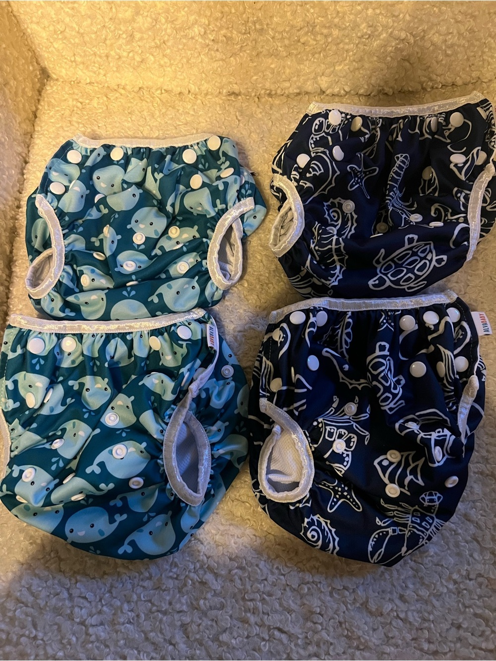 Reusable Kids Swim Diapers - Blue & Navy Sea Print